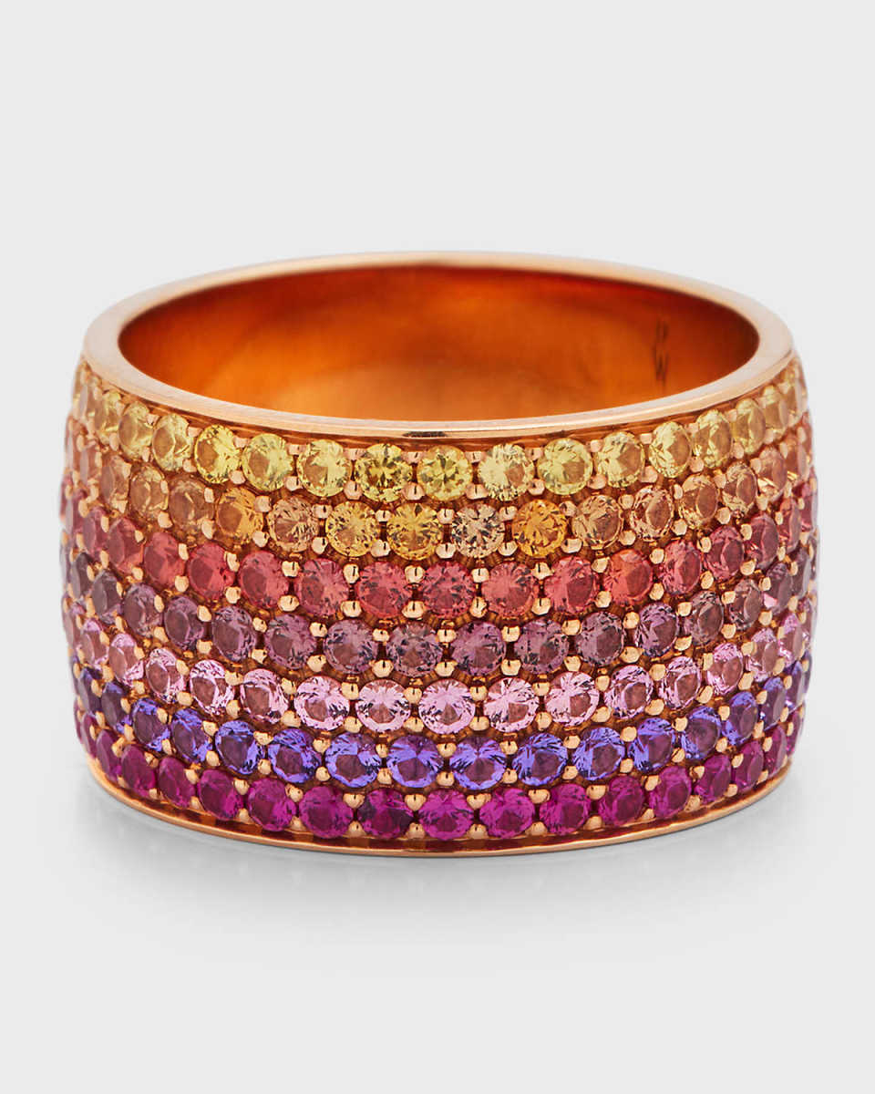 Los Angeles 18K Rose Gold Ombré Sapphire Cigar Ring